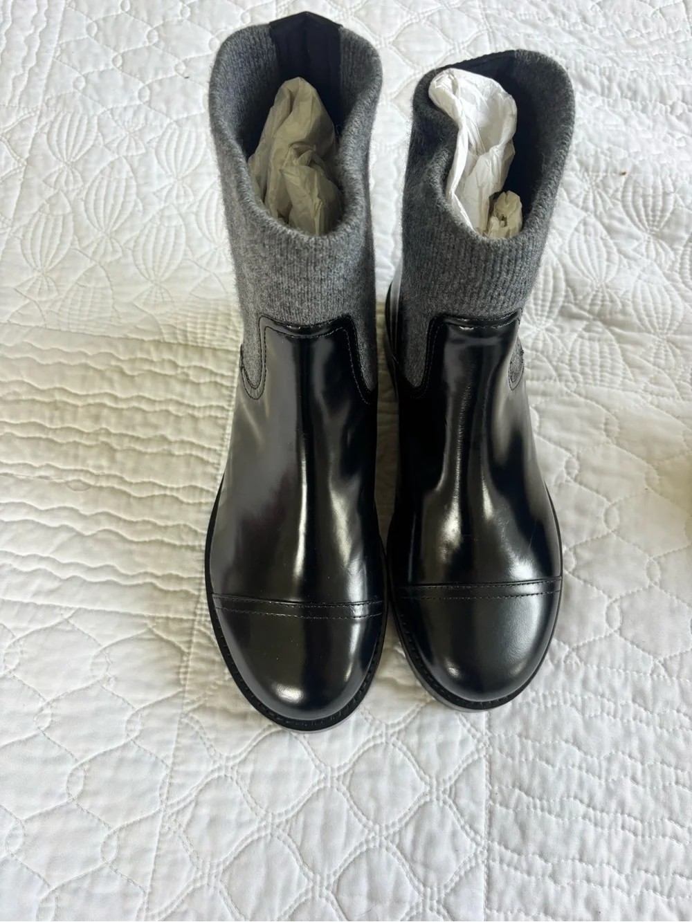 J. Crew Black Spazzo Ribbed-knit Cuff Boot Size 9.5